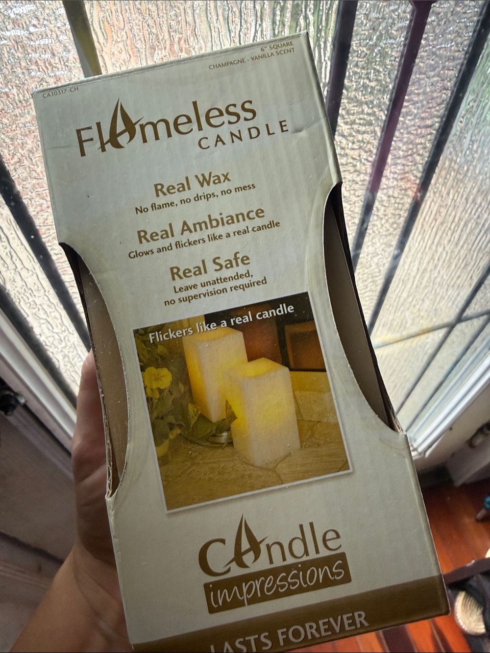 Impressions Flameless Candle Box in Cream and Brown